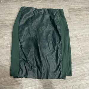 Green Faux Leather Panel  Skirt Small